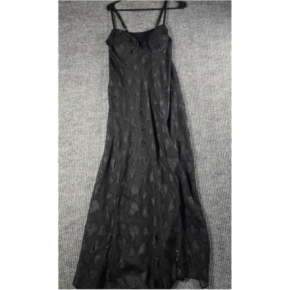 Victoria's Secret Dresses & Skirts - Victoria's Secret Black Heart Burnout Maxi Slip Dress Underwire Slit Large